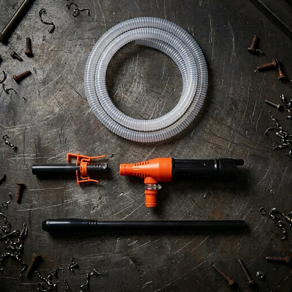 Kraftstoffpumpe mit Schlauch und Zubehör zum Benzin umfüllen aus Kanister Set Produktteile